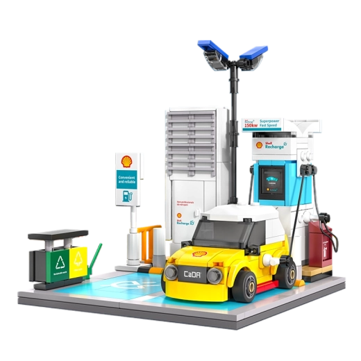 Realistische Station mit funktionalem Ladekabel