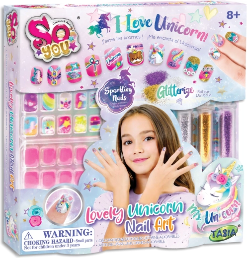 Großes Set selbstklebender Nägel Einhorn TASIA