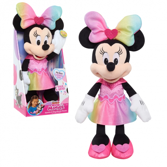 Sprechende Minnie Maus Plüschfigur mit glänzendem Kleid