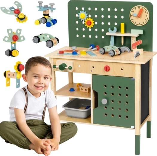 Woopie Green Holz-Kinderwerkbank mit STEM-Werkzeugen