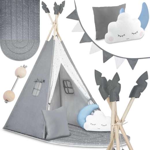 Kinder Tipi-Zelt Nukido – grau