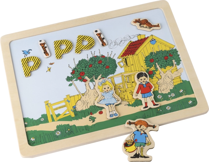 Beidseitige Magnettafel mit Buchstaben und Bildern Pippi