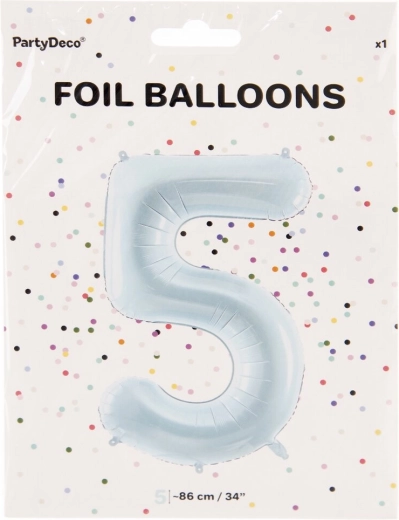 Folienballon Zahl 5 blau 86 cm