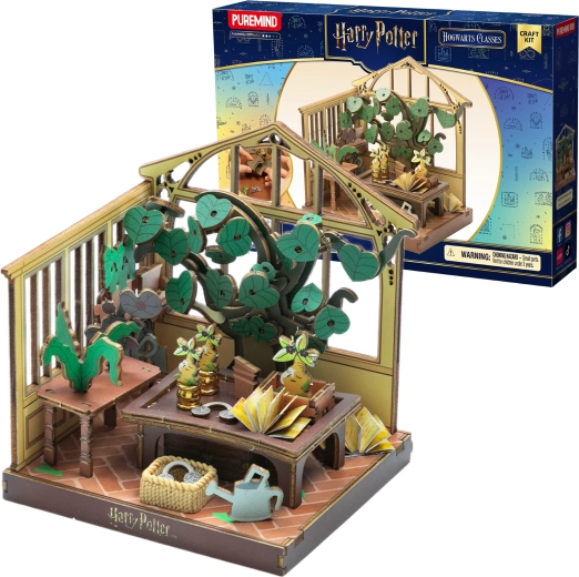 Puremind Harry Potter Holz-3D-Puzzle zum Zusammenbauen – Gewächshaus, Kräuterkunde-Unterricht