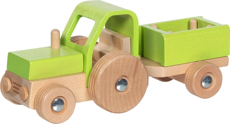 Holztraktor mit Anhänger Goki