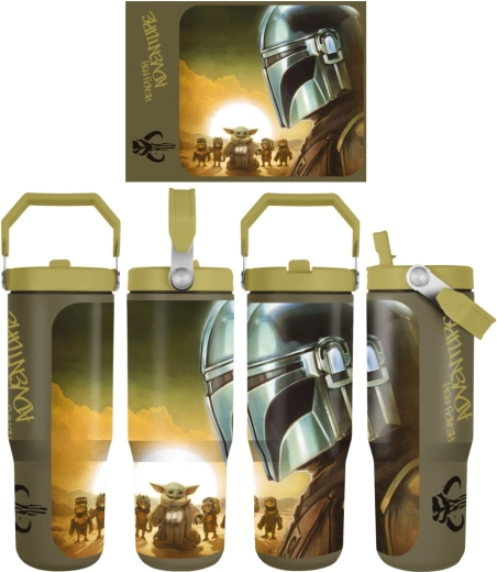 Reisebecher Star Wars Mandalorian und Grogu Sunset mit Trageriemen
