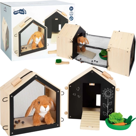 Holzhaus für ein Kaninchen mit Auslauf und Zubehör Small Foot