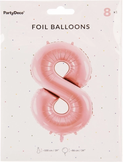 Folienballon Zahl 8 rosa 86 cm