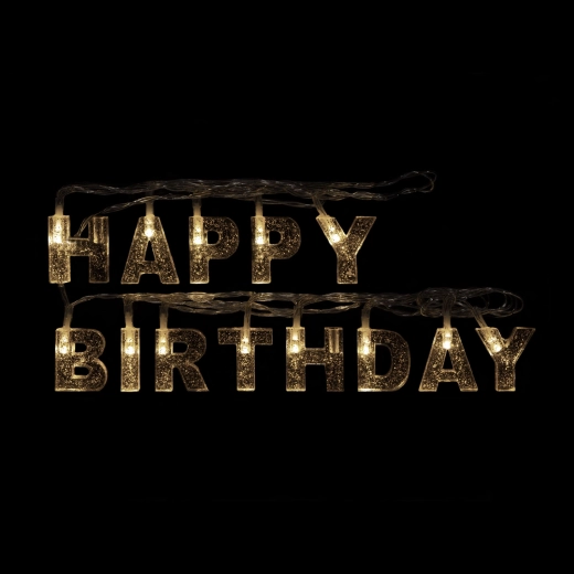 LED-Lichterkette Happy Birthday, 13 LEDs, 2 m