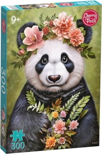 Cherry Pazzi Puzzle Panda mit Blumen, 300 Teile