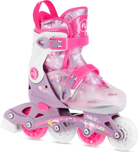 Kinder verstellbare Inline-Skates NILS Fun Flipzy rosa – S (31–34)