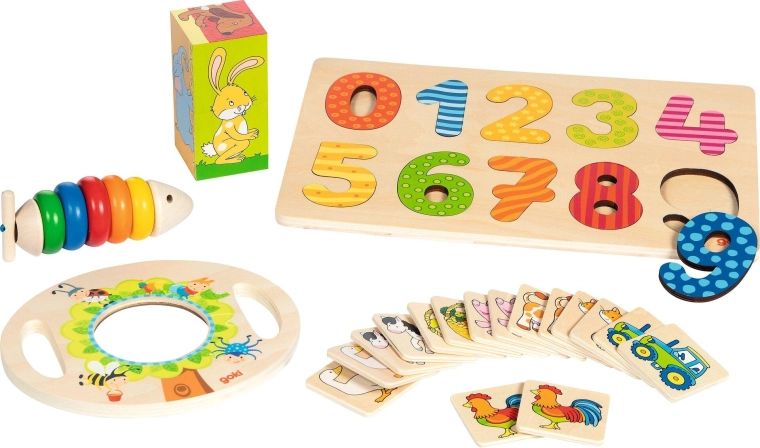 Geschenkbox mit 5 Spielzeugen für Kinder ab 2 Jahren
