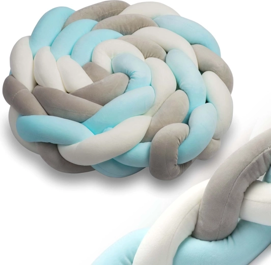 Geflochtener Bettumrandung Ricokids 2 m – blau-grau