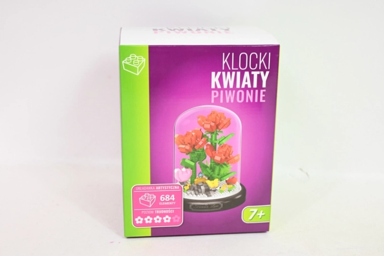 Bauset Blumen – Pfingstrosen unter einer Glashaube (684 Teile)