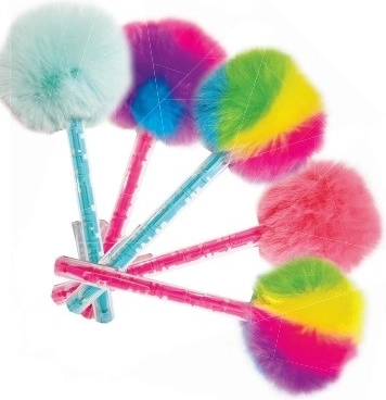 Kugelschreiber mit buntem Pompon und Labyrinthspiel – 1 Stk.