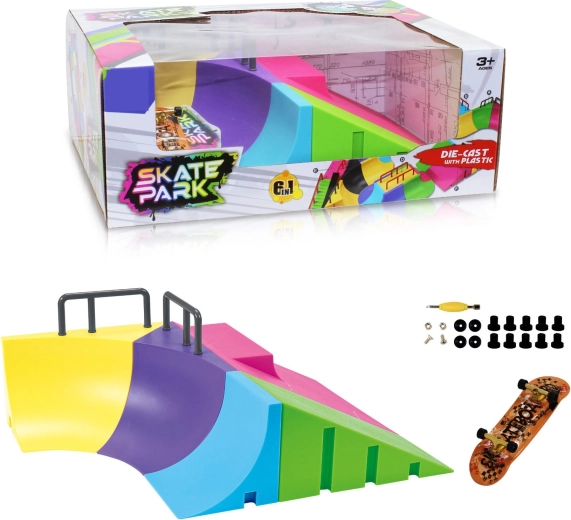Modularer Skatepark 6-in-1 mit Quarter Pipe und Fingerboard