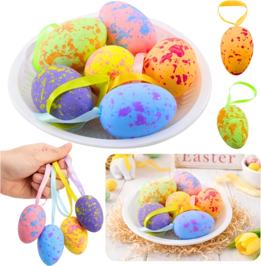 Osterdekorations-Eier zum Aufhängen mit Schlaufe in Pastellfarben – 6 Stück