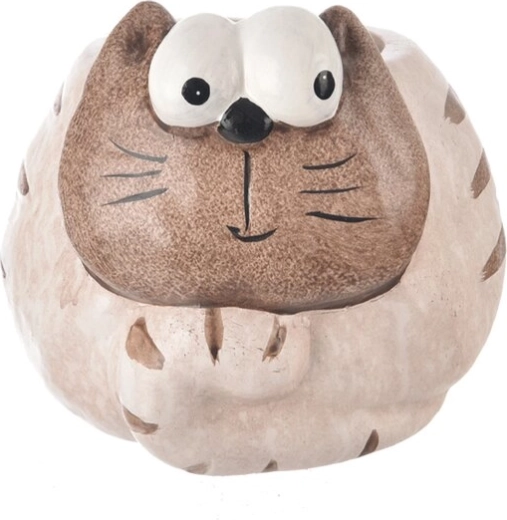 Keramische Katzen-Deko in Beige