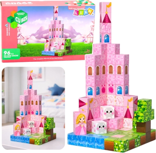Magnetische Baustein-Pixel – Prinzessinnenschloss-Würfel, 96 Teile