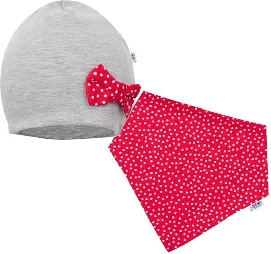 Stillmütze und Halstuch New Baby Missy grau-rot