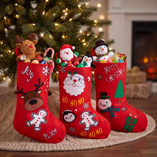 Roter Weihnachtsstiefel aus Filz 25 × 40 cm - 1 Stück