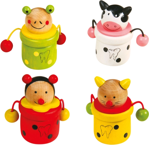 Holz-Zahnboxen Tiere 4 Stk.