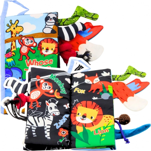 Weiches Lernknisterbuch Tiere Schwanz für Säuglinge blau