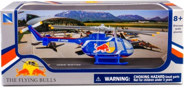 Metallmodell des Hubschraubers MBB BO 105 THE FLYING BULLS 1:90