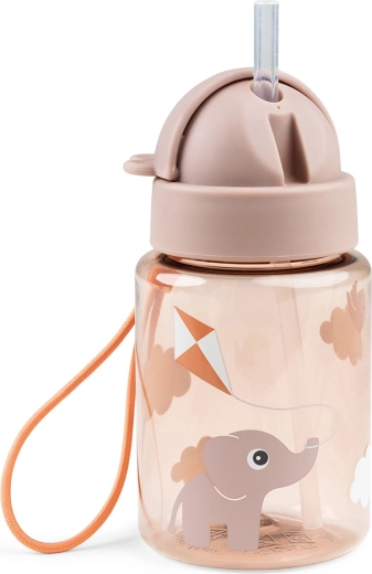 Trinkflasche mit Klappstrohhalm und Auslaufschutz