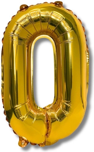 Folienballon Zahl 0, gold 40 cm