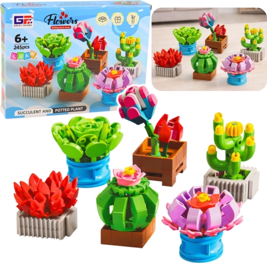 Bausteinset Blumen in Blumentöpfen 245 Teile, 6 Modelle