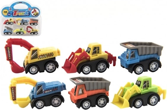 Set aus 6 Mini-Baumaschinen im Blister, 5 cm