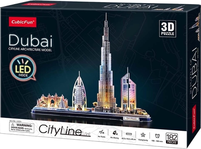 Leuchtendes 3D-Puzzle-Panorama Dubai CityLine von CUBICFUN, 182 Teile