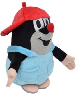 Maulwurf Plüschfigur 16 cm – blaue Hose und rote Kappe