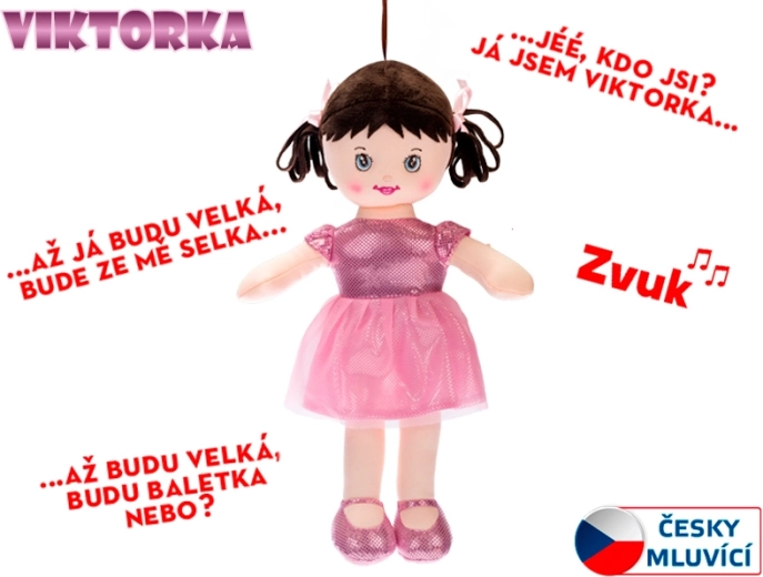 Sprechende Stoffpuppe Viktorka 32 cm – hellrosa