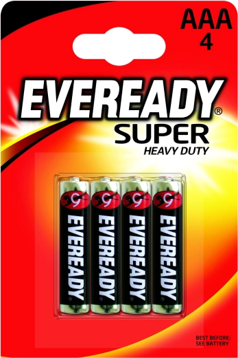 Energizer Eveready Super Heavy Duty AAA R03 Batterien – 4 Stück