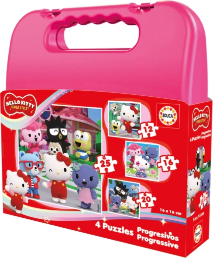 Educa progressives Puzzle im Koffer Hello Kitty 4-in-1 (12–25 Teile)