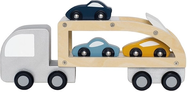 Jabadabado Holz-Sattelzug mit abnehmbarem Anhänger und Sportautos
