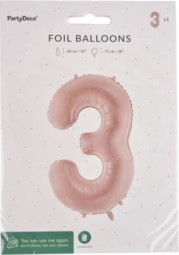 Folienballon Zahl 3 Beige 72 cm