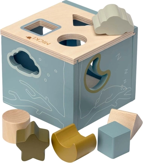 Micki Holz-Formensteckspiel (Sortierbox) blau