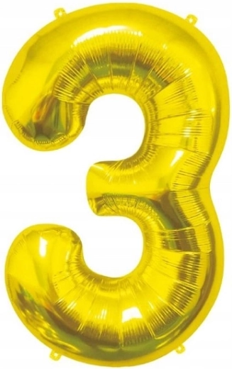 Folienballon Zahl 3 gold 85 cm