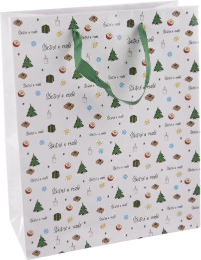 Geschenkpapiertüte „Fröhliche Weihnachten“ 26 × 12 × 32 cm