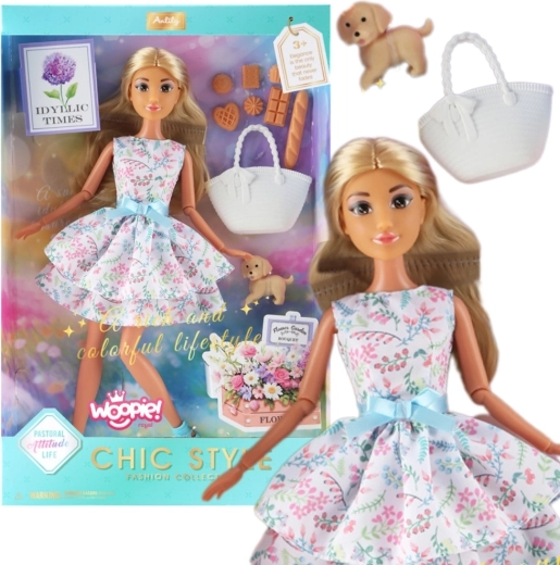 Woopie Royal Puppe Lily 30 cm – Frühlingskleid, Zubehör und Hündchen
