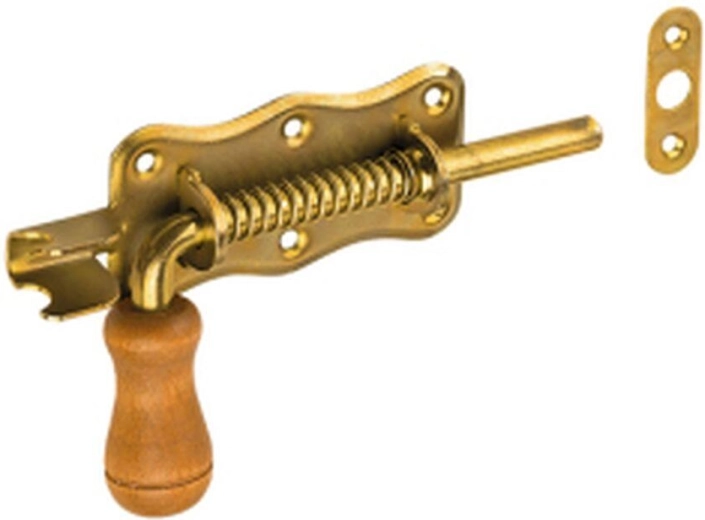 Federriegel mit Holzknauf 150 × 50 mm, gelb verzinkt