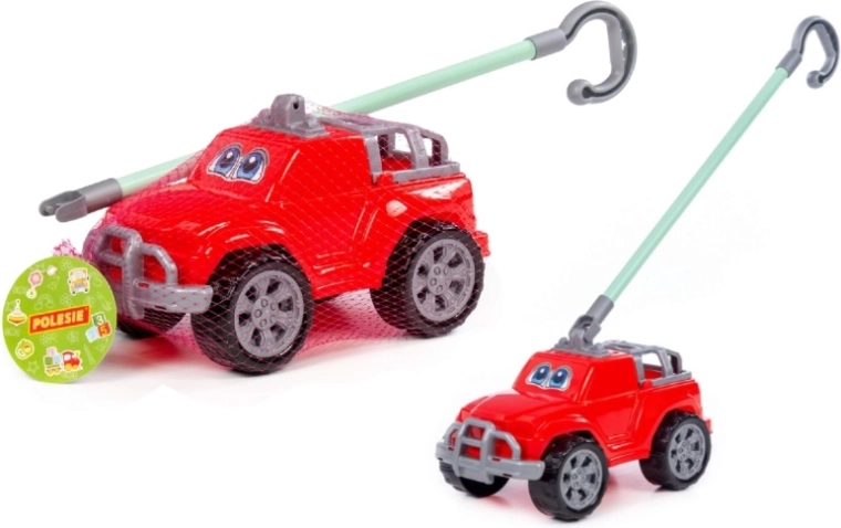 Kinder-Rutschfahrzeug Deni mit Schiebestange, rot
