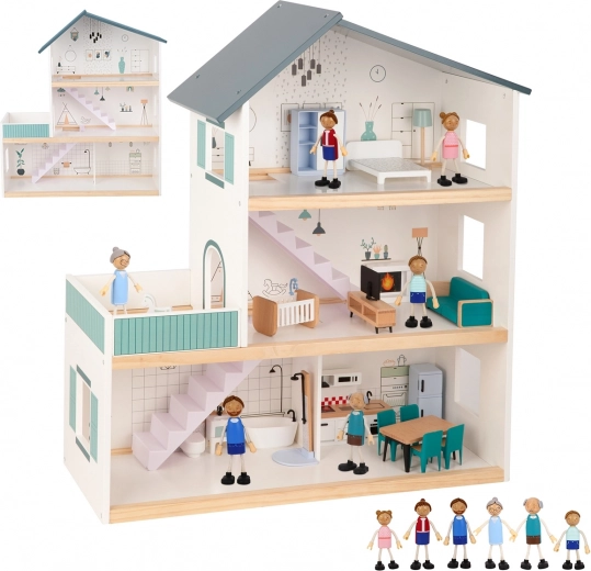 Großes hölzernes Puppenhaus mit Figuren FSC TOOKY TOY