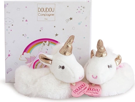 Doudou Geschenkset mit Schühchen und Rasseln Einhorn