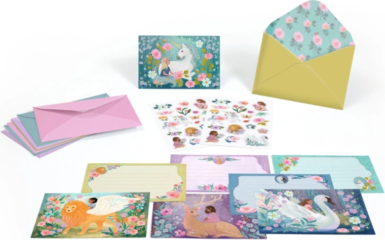 Geschenkset Einladungskarten Fantasy-Tierchen DJECO