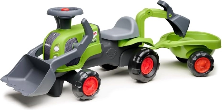 Rutscher-Traktor FALK CLAAS mit Frontschaufel, Heckbagger und Anhänger
