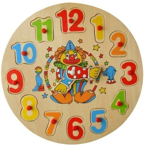 Holz-Steckpuzzle – Uhr, Clown, Hase